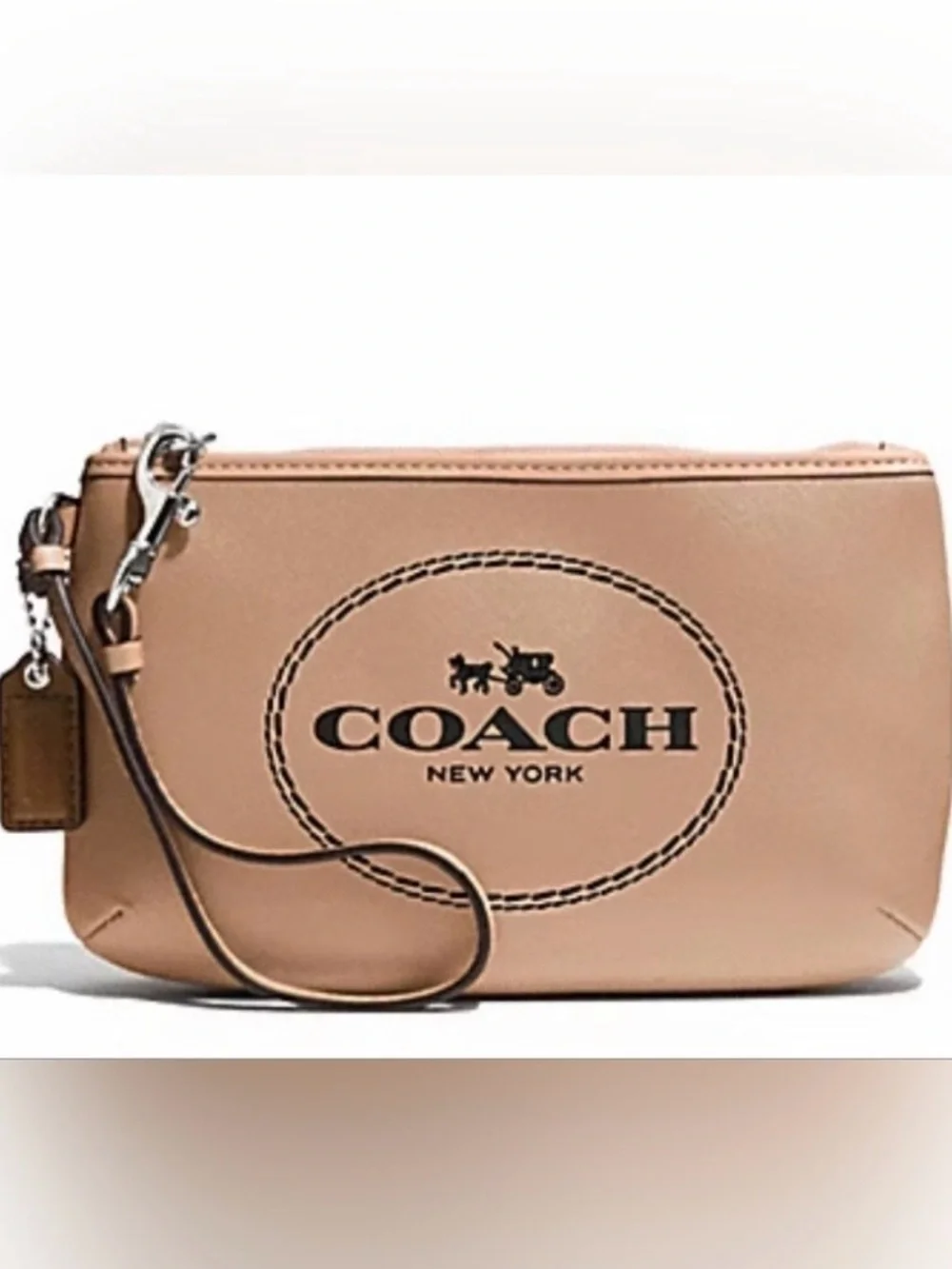 NWT Coach Horse and Carriage Wristlet Khaki